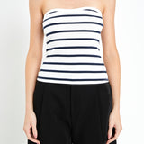 Strapless Striped Knit Top