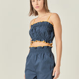 Cropped Top with Colorblock Binding
