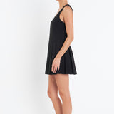 U-Neck Pleated Sleeveless Mini Dress