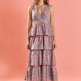 Floral Tiered V-Neck Maxi Dress