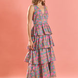 Floral Tiered V-Neck Maxi Dress