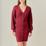 V-Neck Cardigan Mini Knit Dress