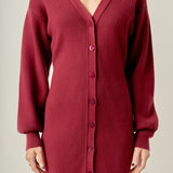 V-Neck Cardigan Mini Knit Dress