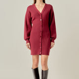 V-Neck Cardigan Mini Knit Dress