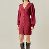 V-Neck Cardigan Mini Knit Dress