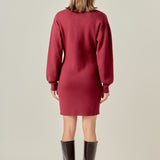 V-Neck Cardigan Mini Knit Dress