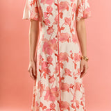 Floral Button-Front Midi Shirt Dress