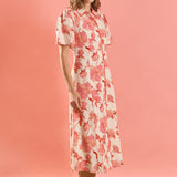 Floral Button-Front Midi Shirt Dress