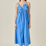 Floral Applique Pleated Midi Dress
