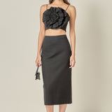 High Waisted Column Midi Skirt