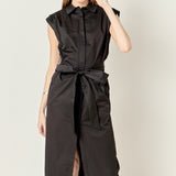 Sable Shoulder Pleated Button-Up Dress