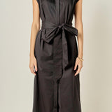 Sable Shoulder Pleated Button-Up Dress