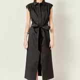 Sable Shoulder Pleated Button-Up Dress