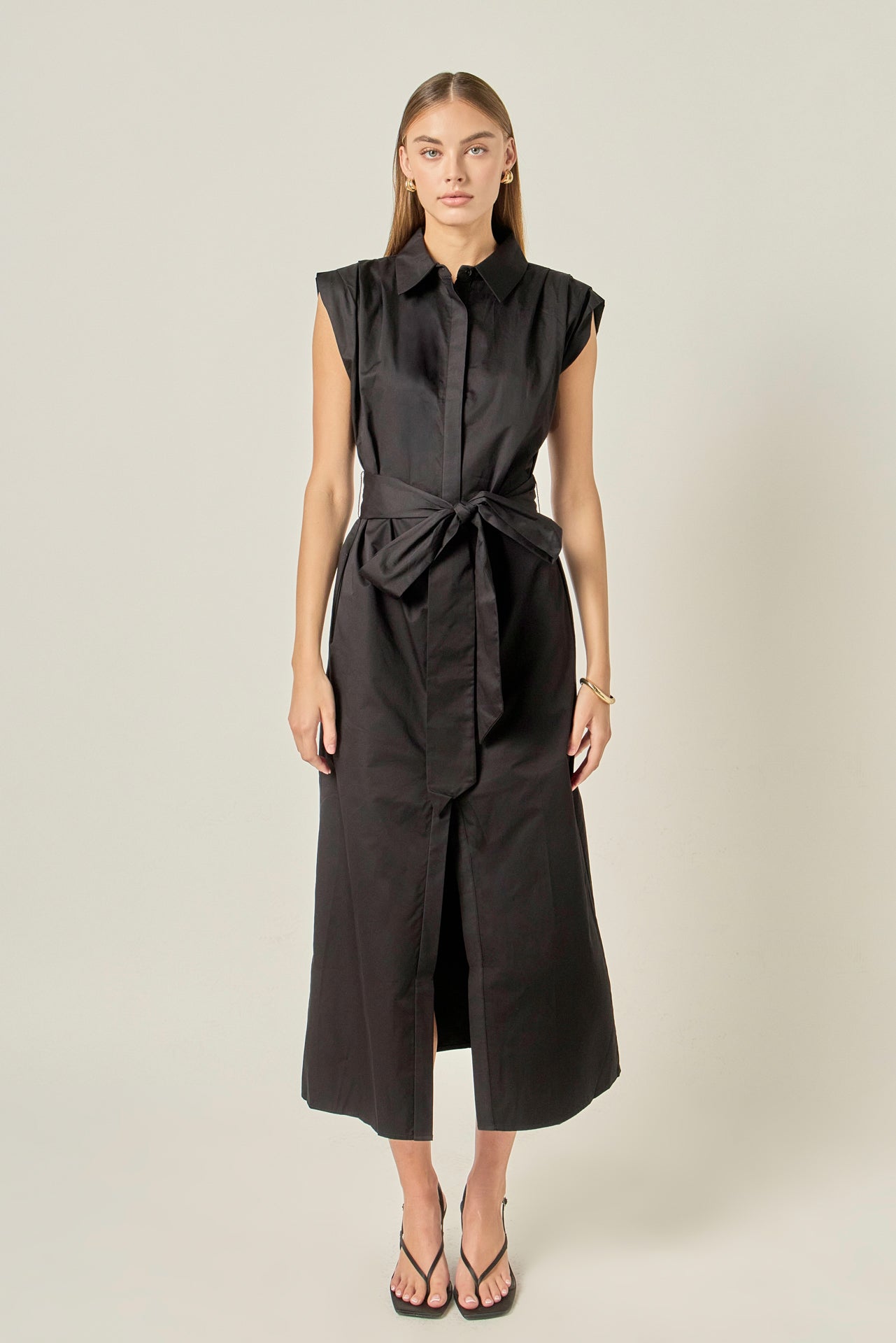 off the shoulder button down shirt dress English Factory