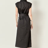 Sable Shoulder Pleated Button-Up Dress