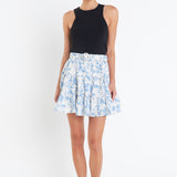 Digital Print Belted Tiered Mini Skirt