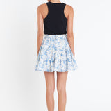 Digital Print Belted Tiered Mini Skirt