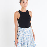 Digital Print Belted Tiered Mini Skirt