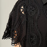 Scallop Embroidered Cotton Mini Shirt Dress