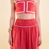 Linen Crop Top w/ Ric Rac Trim