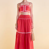 Linen Crop Top w/ Ric Rac Trim