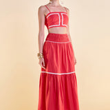 Linen Crop Top w/ Ric Rac Trim