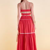Linen Crop Top w/ Ric Rac Trim