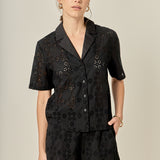 Embroidered Cotton Camp Shirt