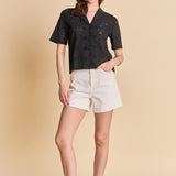 Embroidered Cotton Camp Shirt