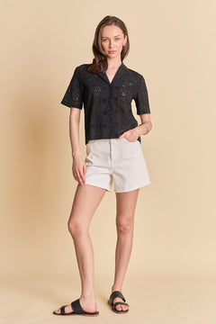 Embroidered Cotton Camp Shirt