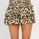 Animal Print Smocked Skirt