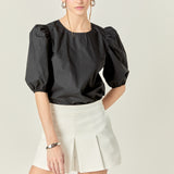 Poplin Puff Sleeve Top