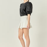 Poplin Puff Sleeve Top
