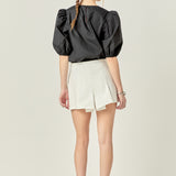 Poplin Puff Sleeve Top