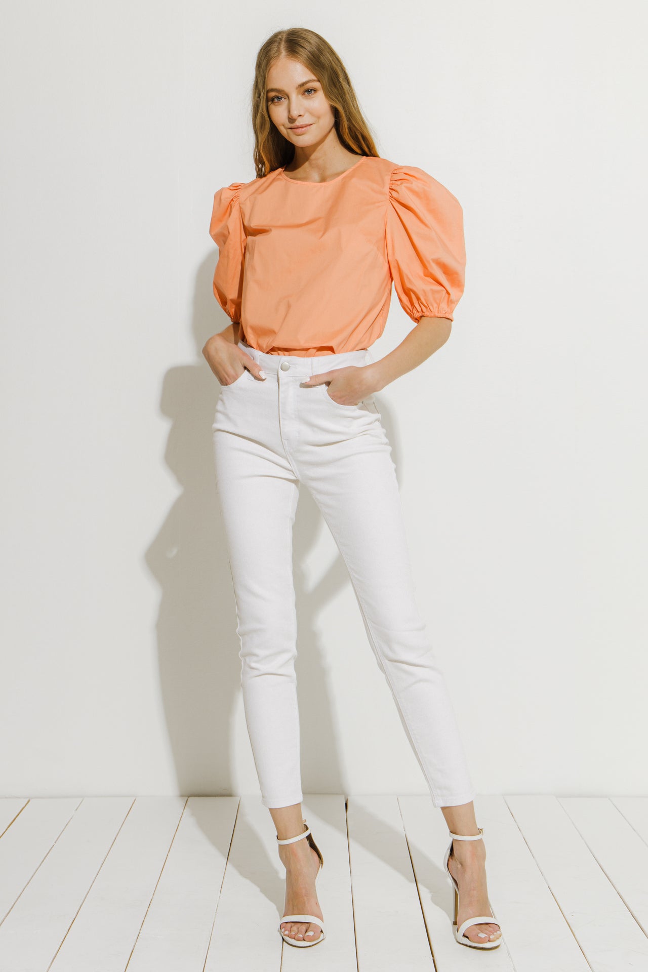 Poplin Puff Sleeve Top