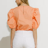Poplin Puff Sleeve Top