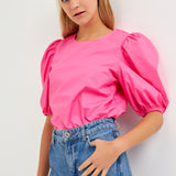 Poplin Puff Sleeve Top