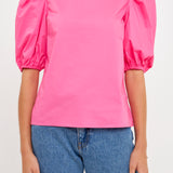 Poplin Puff Sleeve Top