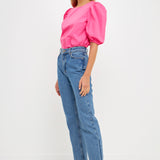 Poplin Puff Sleeve Top