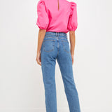 Poplin Puff Sleeve Top