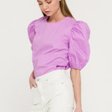 Poplin Puff Sleeve Top