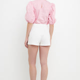 Poplin Puff Sleeve Top