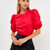 Poplin Puff Sleeve Top