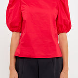 Poplin Puff Sleeve Top