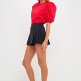 Poplin Puff Sleeve Top