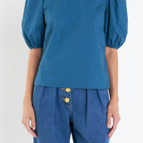 Poplin Puff Sleeve Top