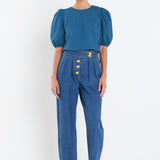 Poplin Puff Sleeve Top