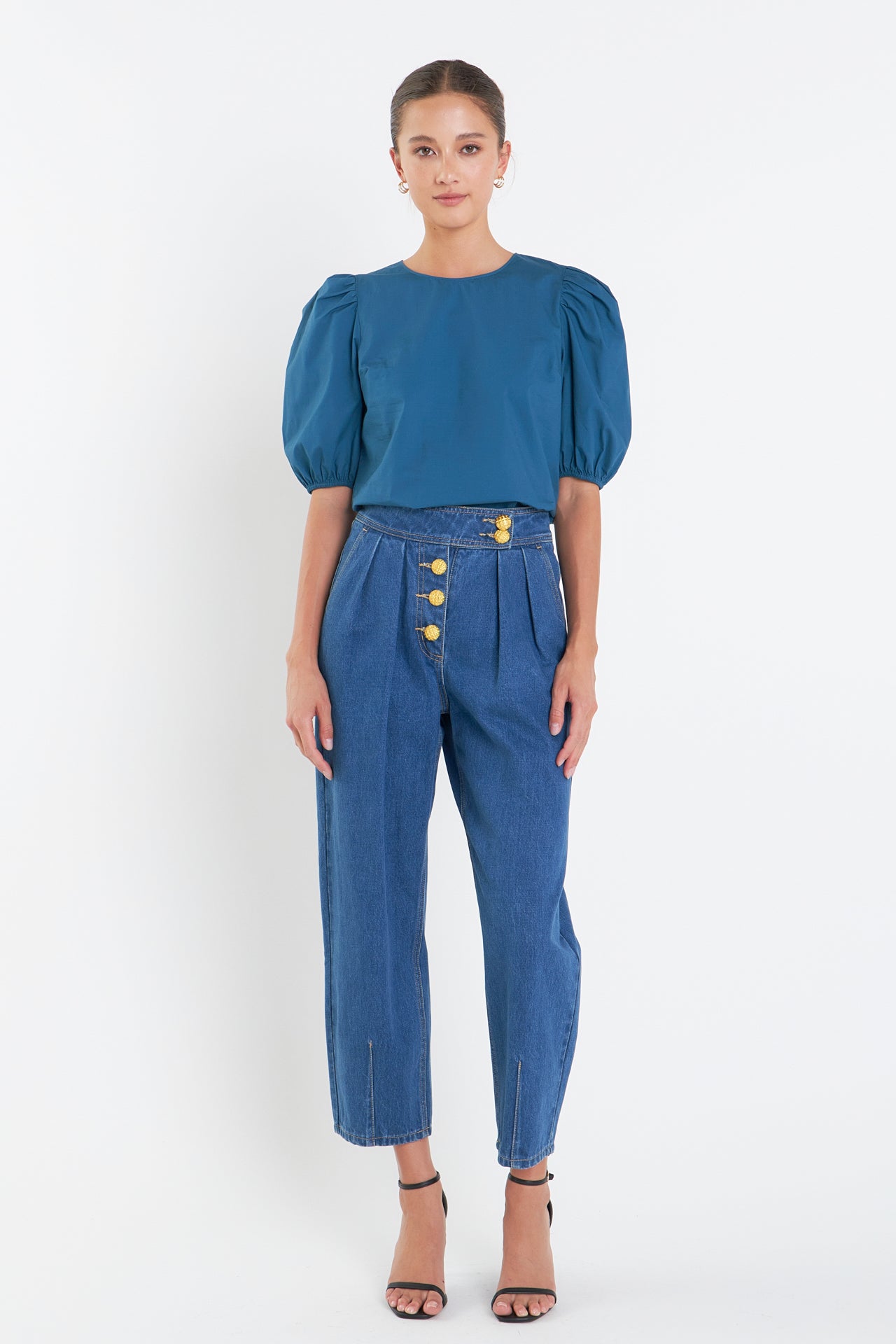 Poplin Puff Sleeve Top