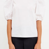 Poplin Puff Sleeve Top