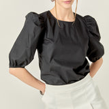 Poplin Puff Sleeve Top